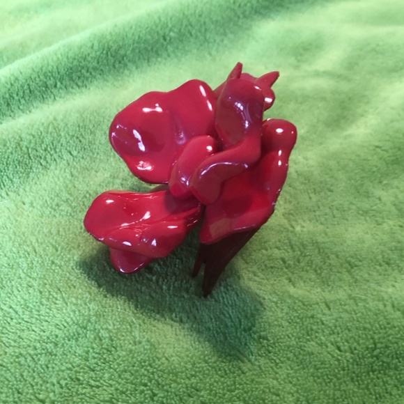 Vintage 80s hair comb with rose - Picture 4 of 5